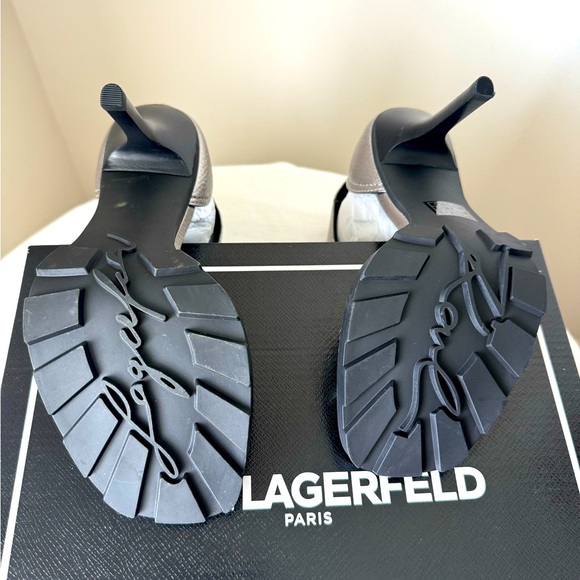 Karl Lagerfeld Malinda Embellished Sandal- Size 7 - Pewter - Picture 4 of 5